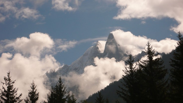 Clouds swirling around The Dru, seen from the balcony