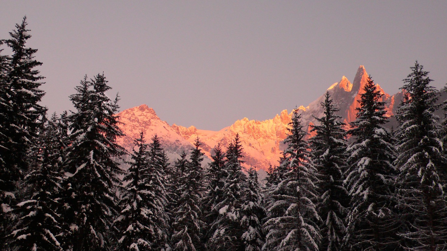 Chamonix winter sunset from the balcony