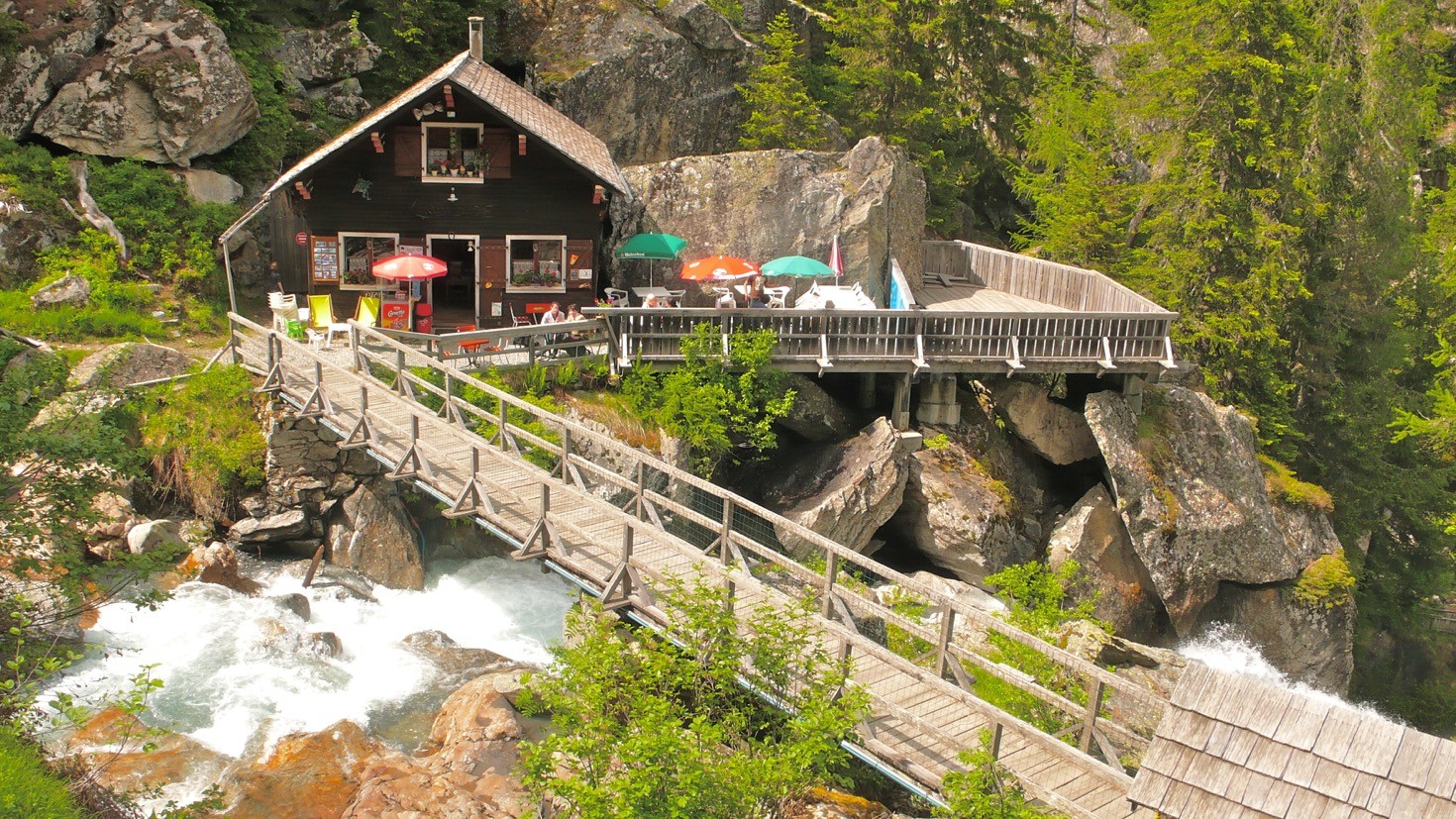 The chalet restaurant at the Cascade du Berard