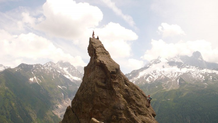 Climbing on the Aiguillette d'Argentiere