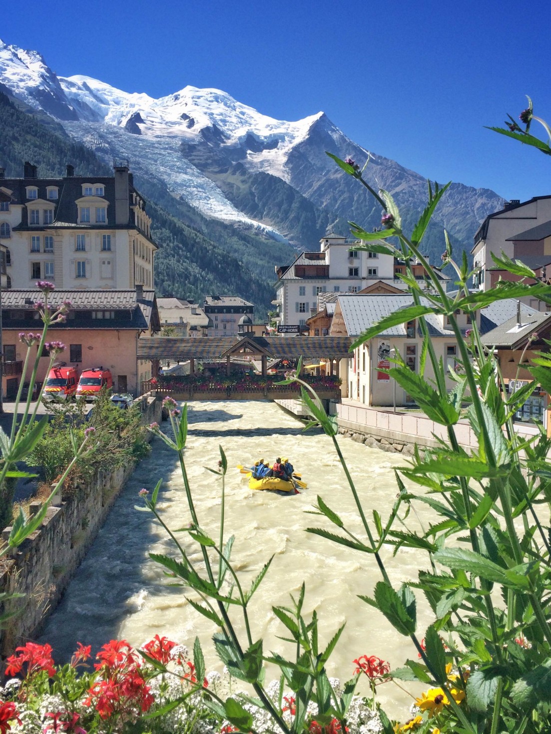Rafting through Chamonix centre